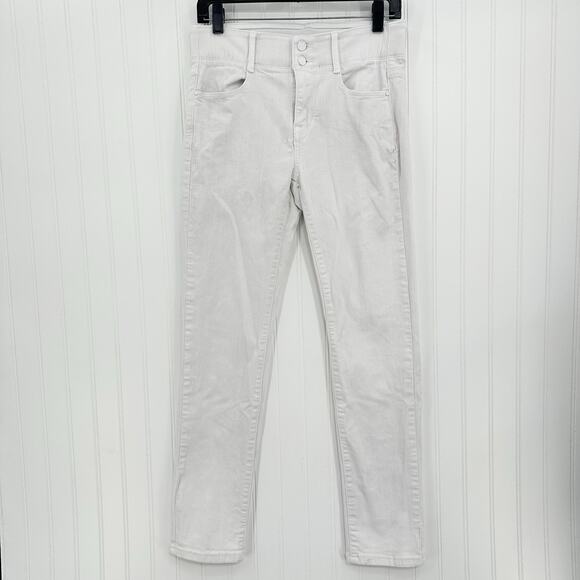 Apt 9 Jeans Womens 8 Straight Tummy Control White Stretch Denim Comfort *Stain - Picture 1 of 13